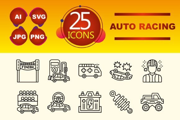 Auto Racing Graphics and Icons for Handmade Products