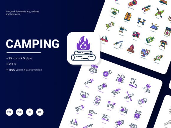 Camping Icon Pack: Graphics and Icons for Outdoor Branding
