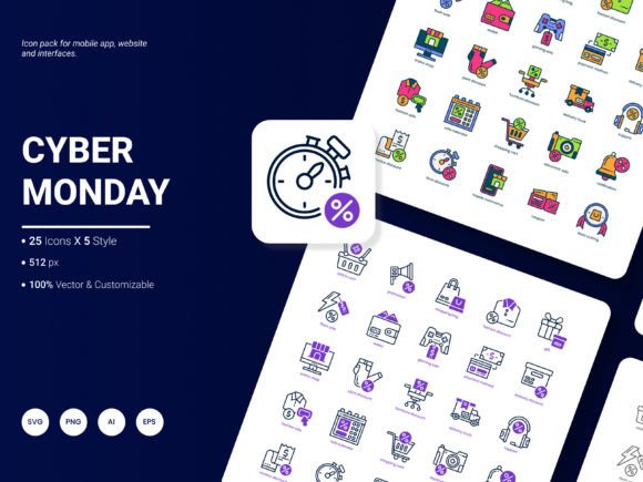 Cyber Monday Icon Pack: Modern Graphics and Icons for Small Business Branding