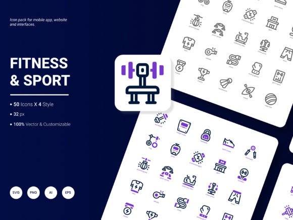 Fitness and Sport Icon Pack: Modern Graphics and Icons for Digital Publishing