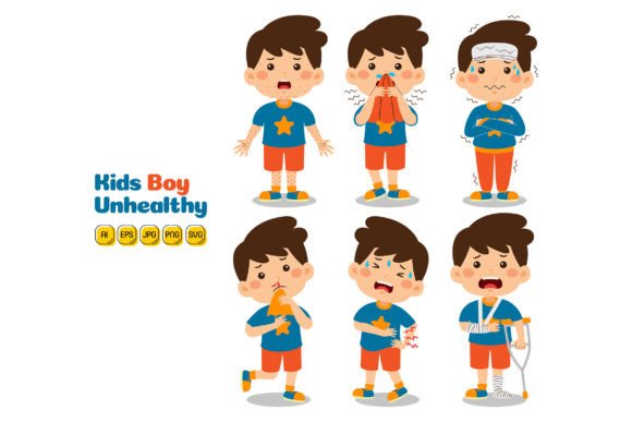 Kids Boy Unhealthy Vector Pack 02 Graphics and Illustrations Review