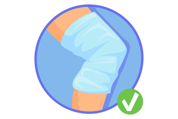 Knee Bandage Infographics. Leg Joint Inj Graphics and Illustrations Review