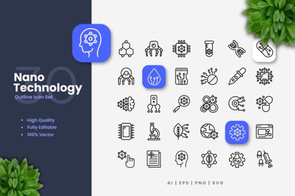 Nano Technology Icons Graphics Review