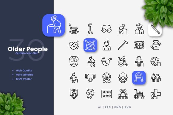 Older People Icons Graphics Review