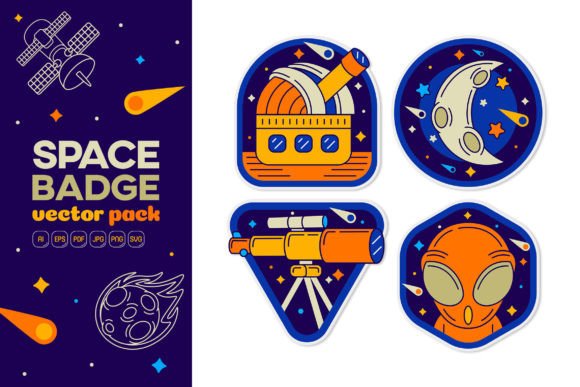 Space Badge Vector Pack 01: Graphics and Icons for Modern Publishing