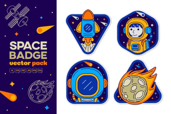 Space Badge Vector Pack 03: Graphics and Icons for Digital Sellers