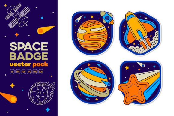 Space Badge Vector Pack 05 Graphics and Icons Review