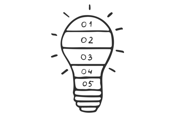 Stages Infographics Doodle. Idea Lightbu