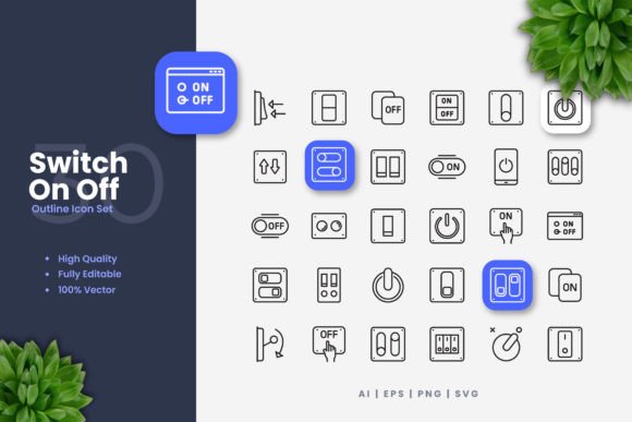 Switch on Off Icons: Modern Graphics for Clean Brand Identity