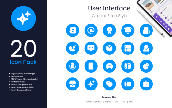 User Interface Icon Pack Circular Filled: Graphics for Ux And Ui Kits