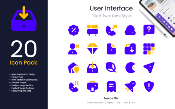 User Interface Icon Pack Filled Two-Tone Graphics Ux And Ui Kits