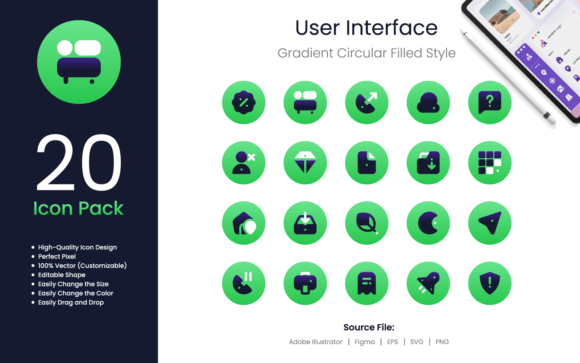 User Interface Icon Pack Gradient Circul: Graphics and Ux And Ui Kits Review