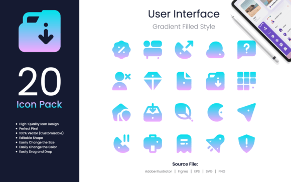 User Interface Icon Pack Gradient Filled Graphics Ux And Ui Kits Review