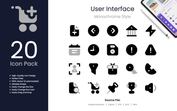 User Interface Icon Pack Monochrome Style: Graphics & Ux And Ui Kits Review