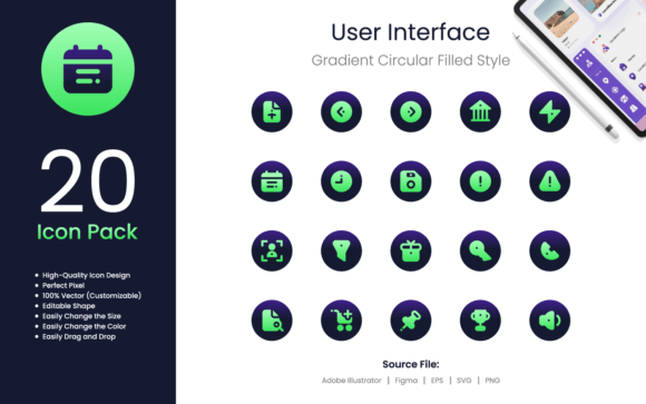 User Interface Icons Gradient Circular Graphics in Ux And Ui Kits