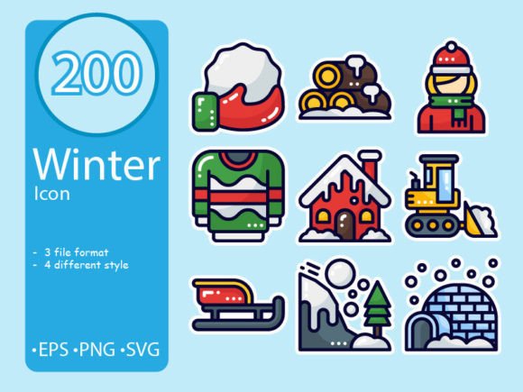 Winter Icon Set: Graphics and Crafts for Seasonal Sales