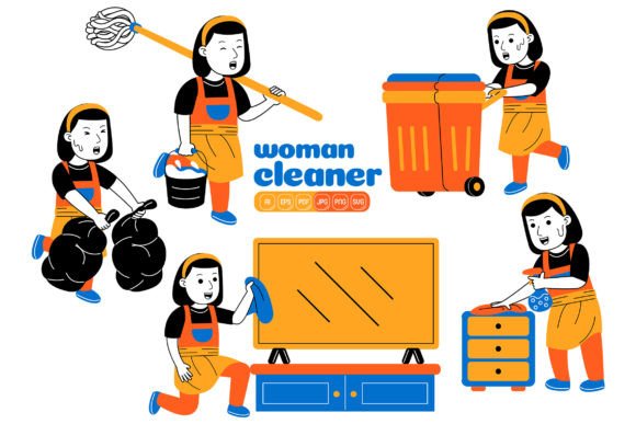 Woman House Cleaner Vector Pack 03 Review